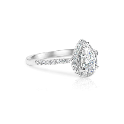 Pear Shape Halo Ring Side View